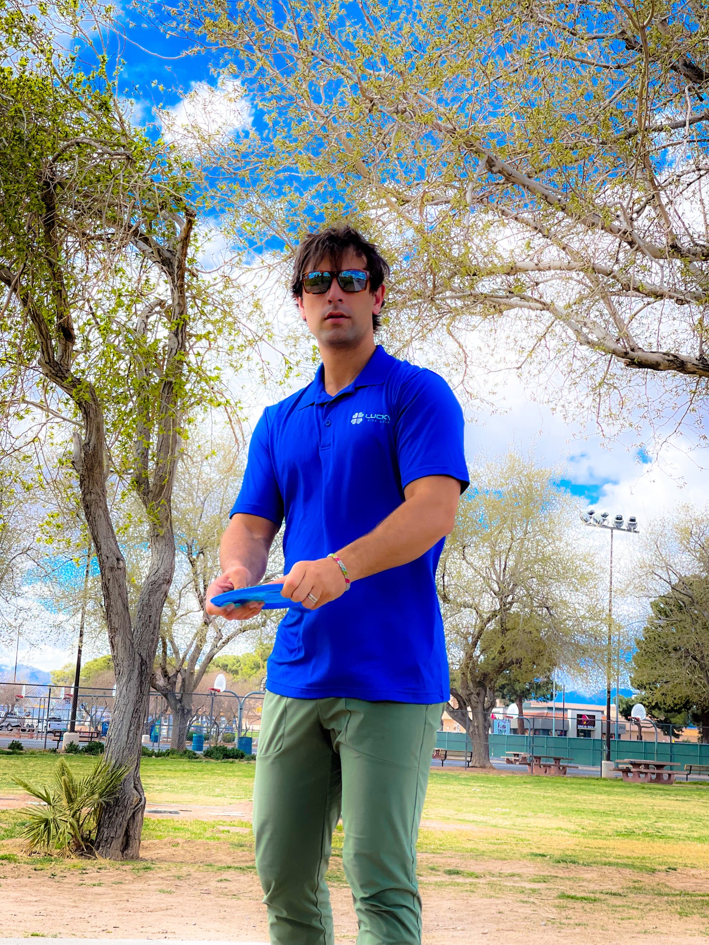 Mens Lucky Disc Golf Brand Dri-fit Polo Shirt - Avail in 4 Colors