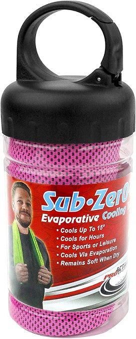 Proactive Sports Sub Zero 2.0 Evaporative Cooling Sport Towel 40" x 12" in Carabiner Storage Tube