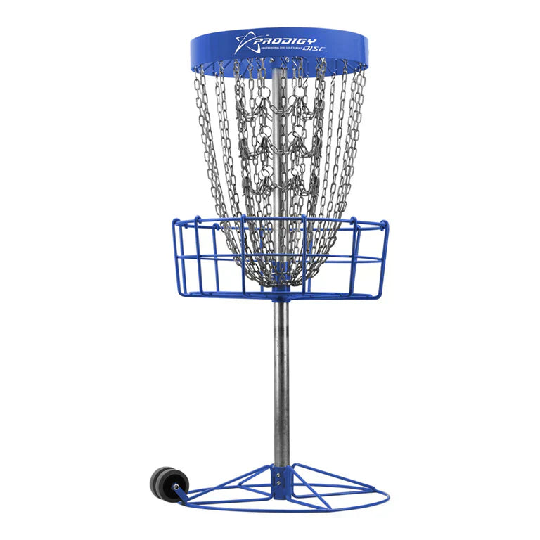 Blue prodigy disc golf basket including it's parts