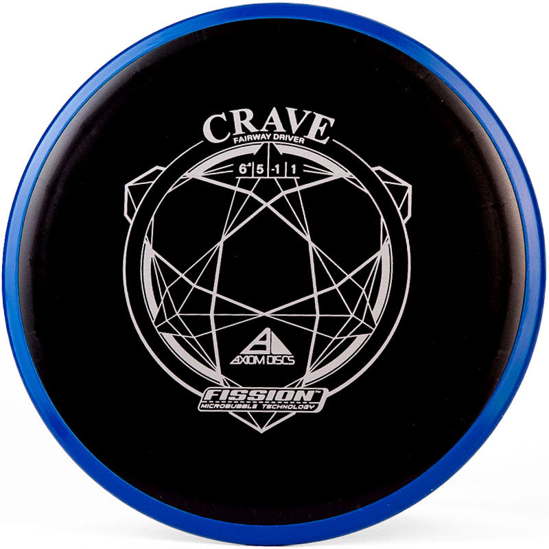 A black and blue Axiom Crave disc golf discs