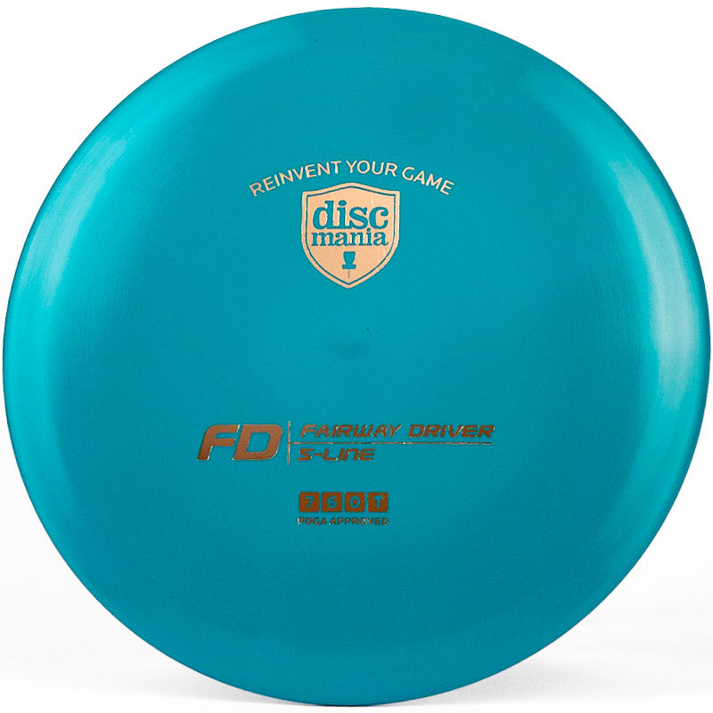 A teal colored Discmani FD fairway driver