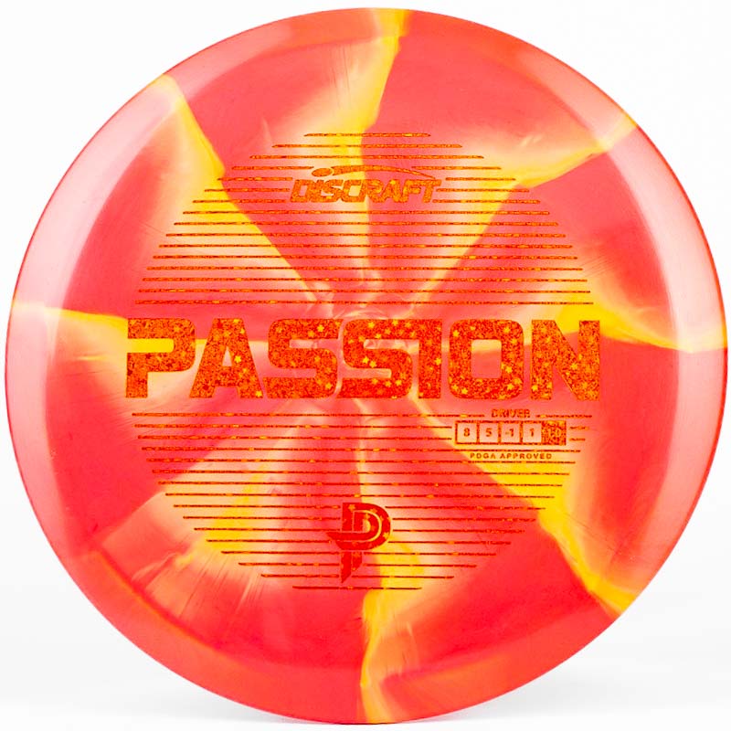 An orange and yellow Discraft Passion 